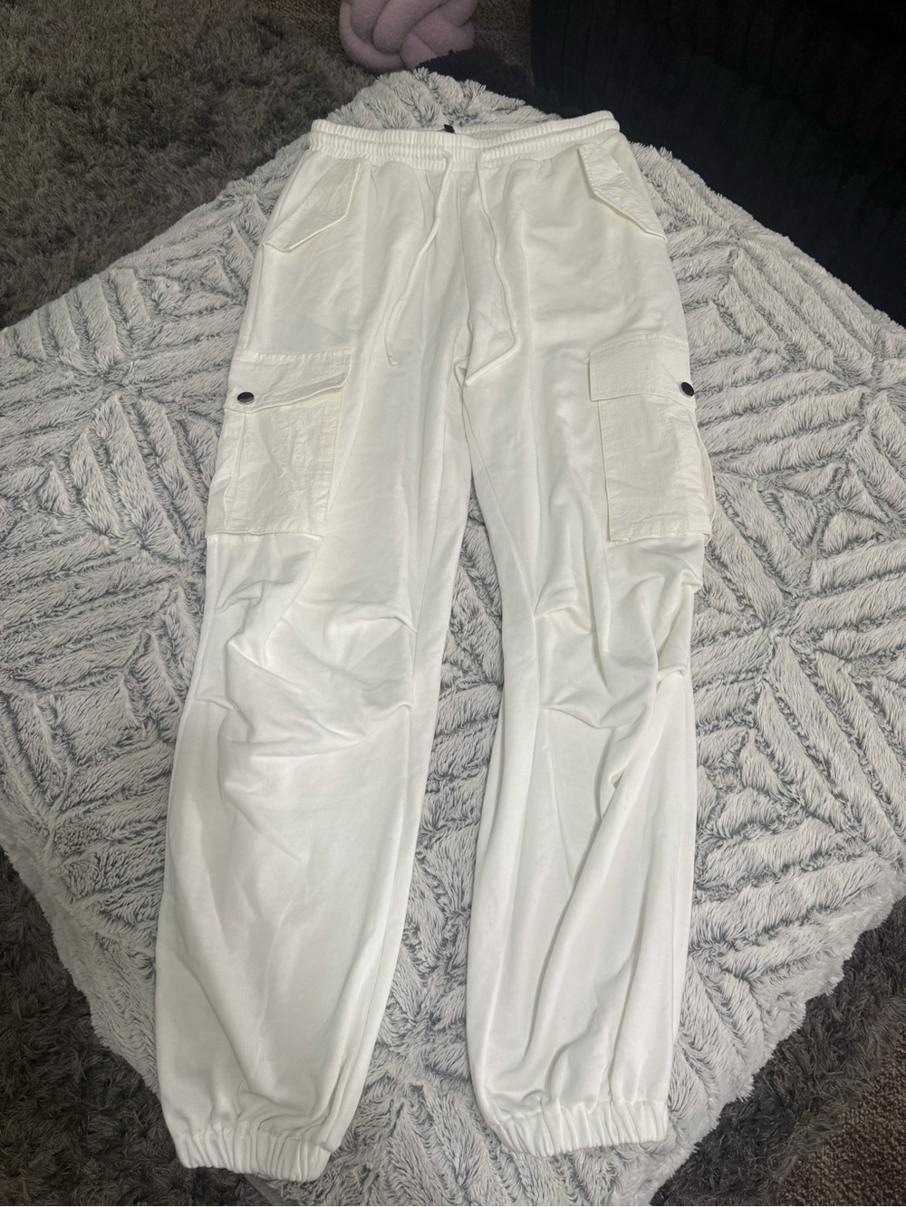 Ladies' White Cargo Jogger Pants with Utility Pockets